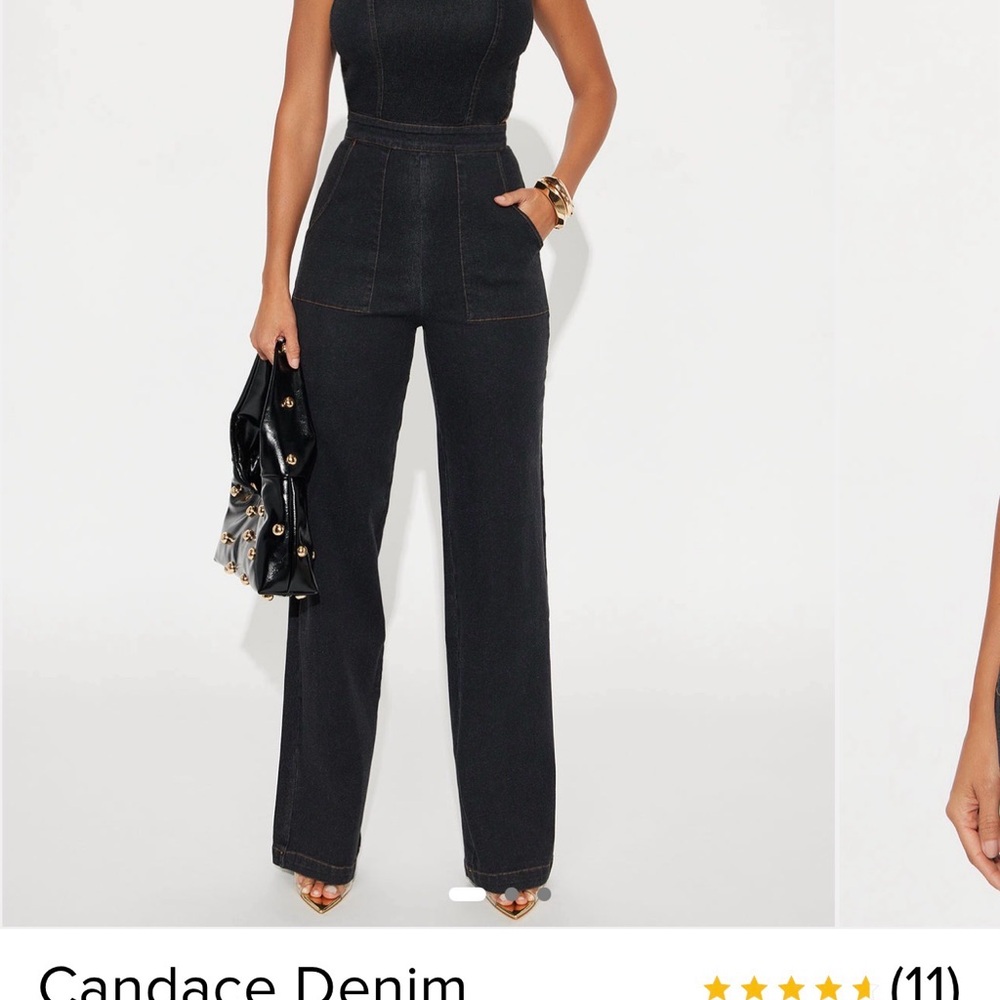 Candace Black Denim Jumpsuit